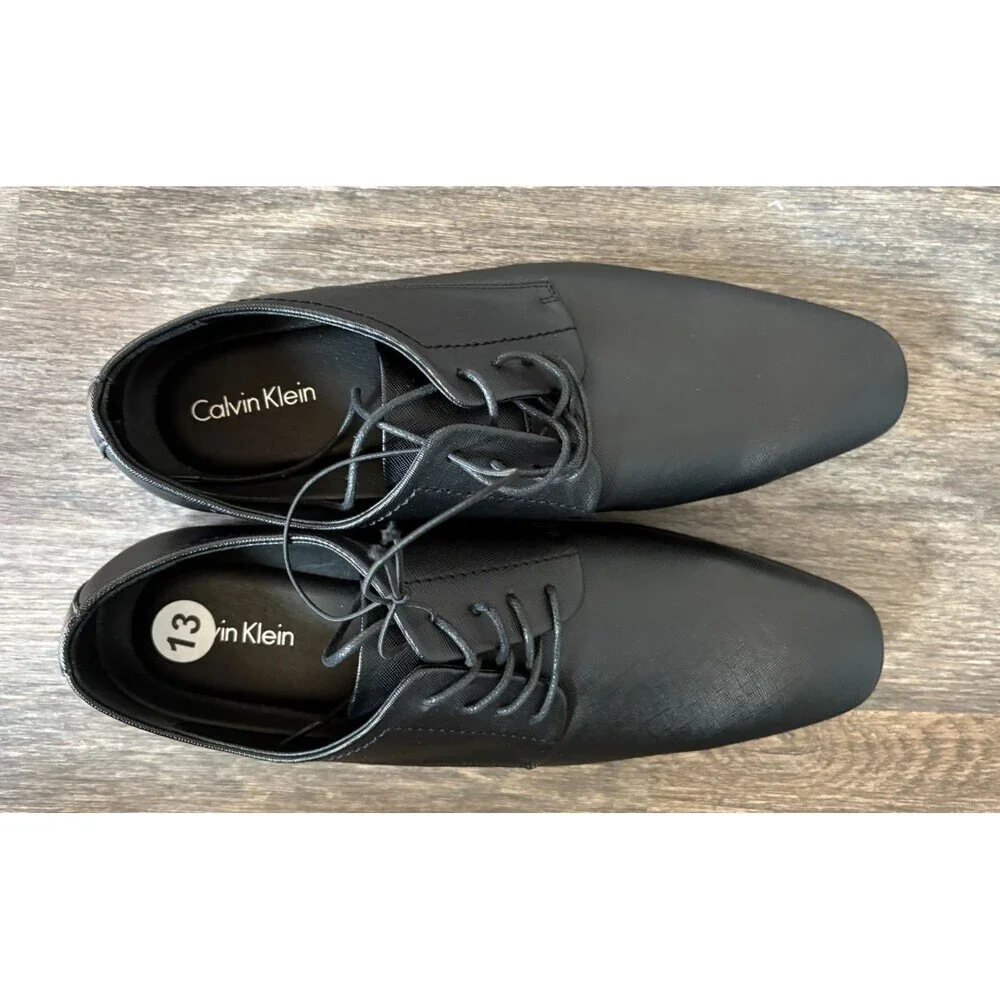Calvin Klein Mens Dress Oxford Shoes Style Black Textured CMJAVE-R sz 13 NEW